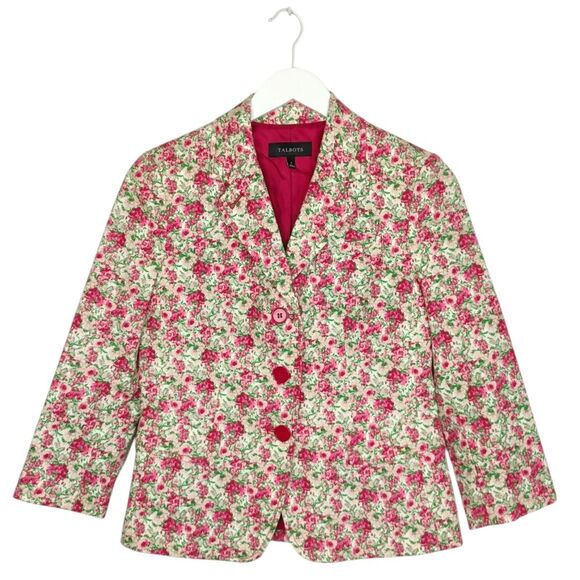 Talbots Pink and Green Floral Blazer size 4 - Picture 1 of 13